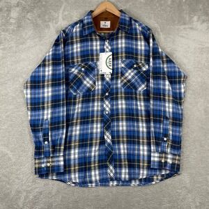 Zity Flannel Shirt Mens Large Blue Plaid Long Sleeve Button Down Workwear Pocket